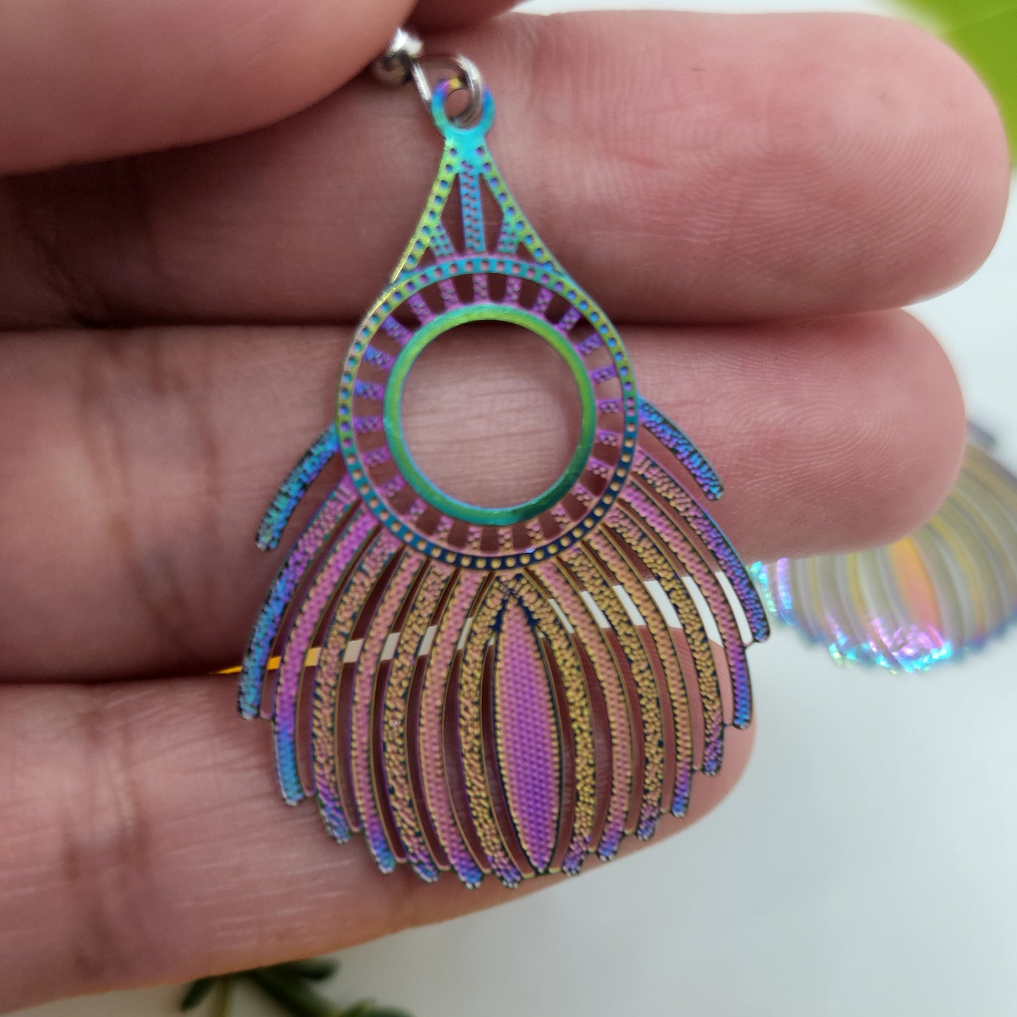 Peacock Feather Filigree Stainless Steel